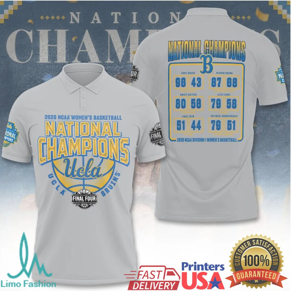 UCLA Bruins 2026 NCAA Women's Basketball National Champions Grey Score Bracket Championship T Shirt - Limotees LLC