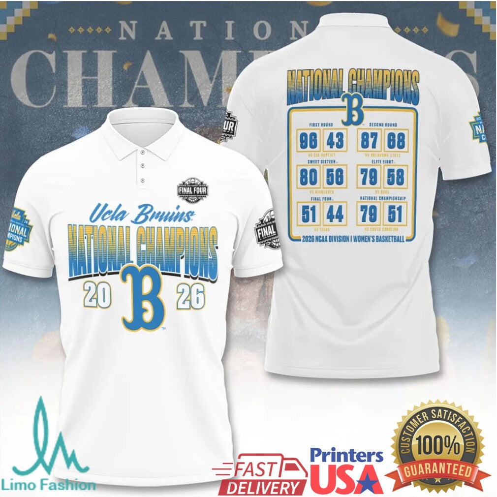 UCLA Bruins 2026 NCAA Women's Basketball National Champions White Final Four Bracket Victory T Shirt - Limotees LLC