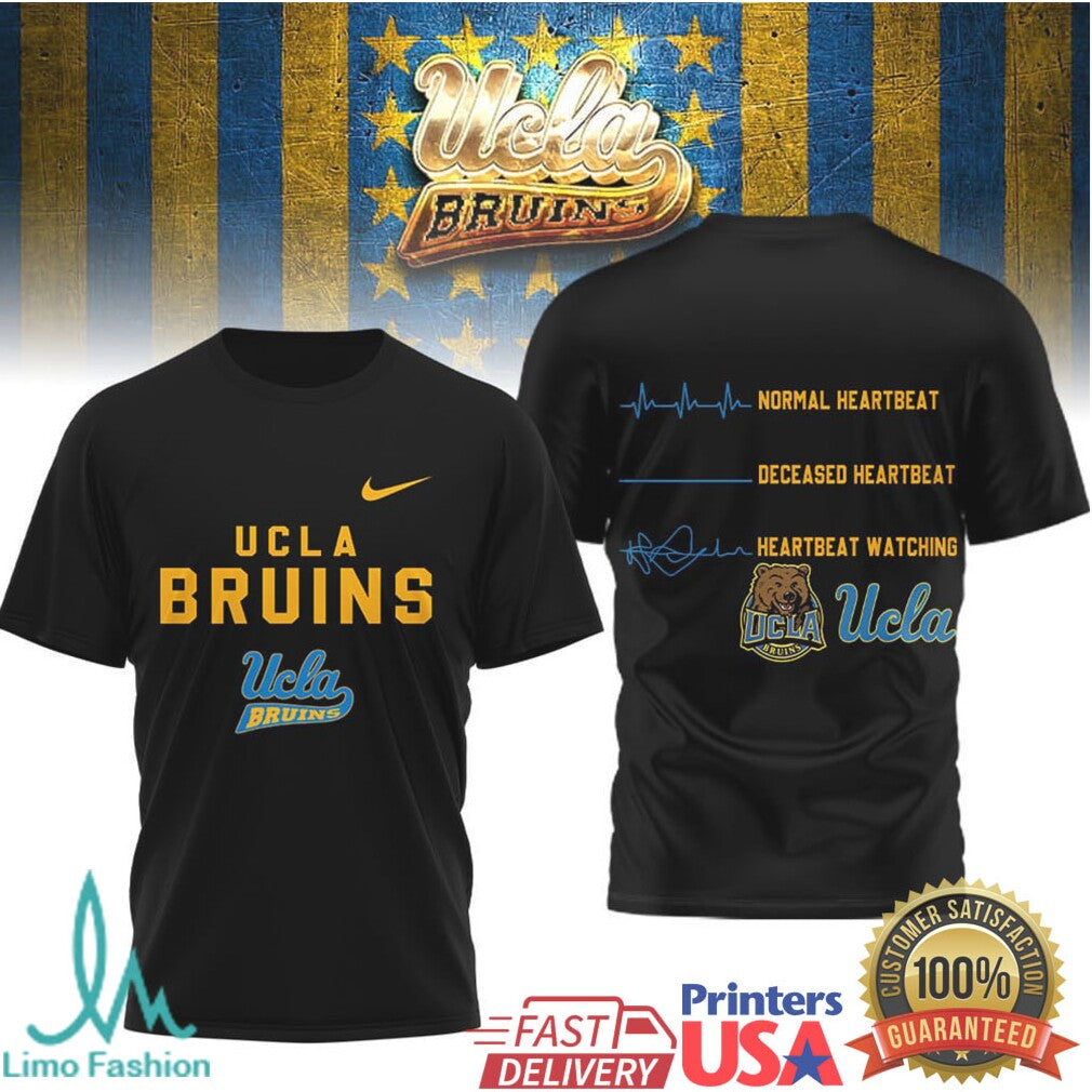 UCLA Bruins Heartbeat Watching Game Day Graphic Performance T Shirt - Limotees LLC