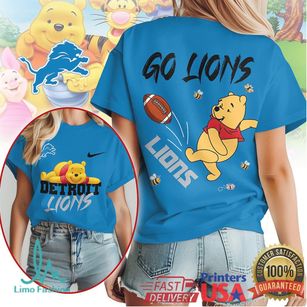 Detroit Lions Official NFL Winnie The Pooh Go Shirt - Limotees LLC