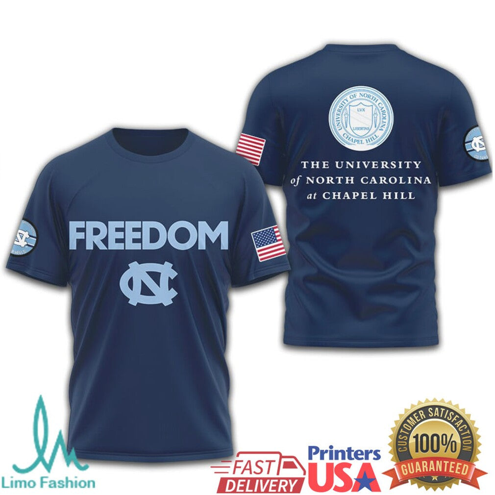 UNC Tar Heels North Carolina Freedom American Flag NCAA Fan T Shirt - Limotees LLC