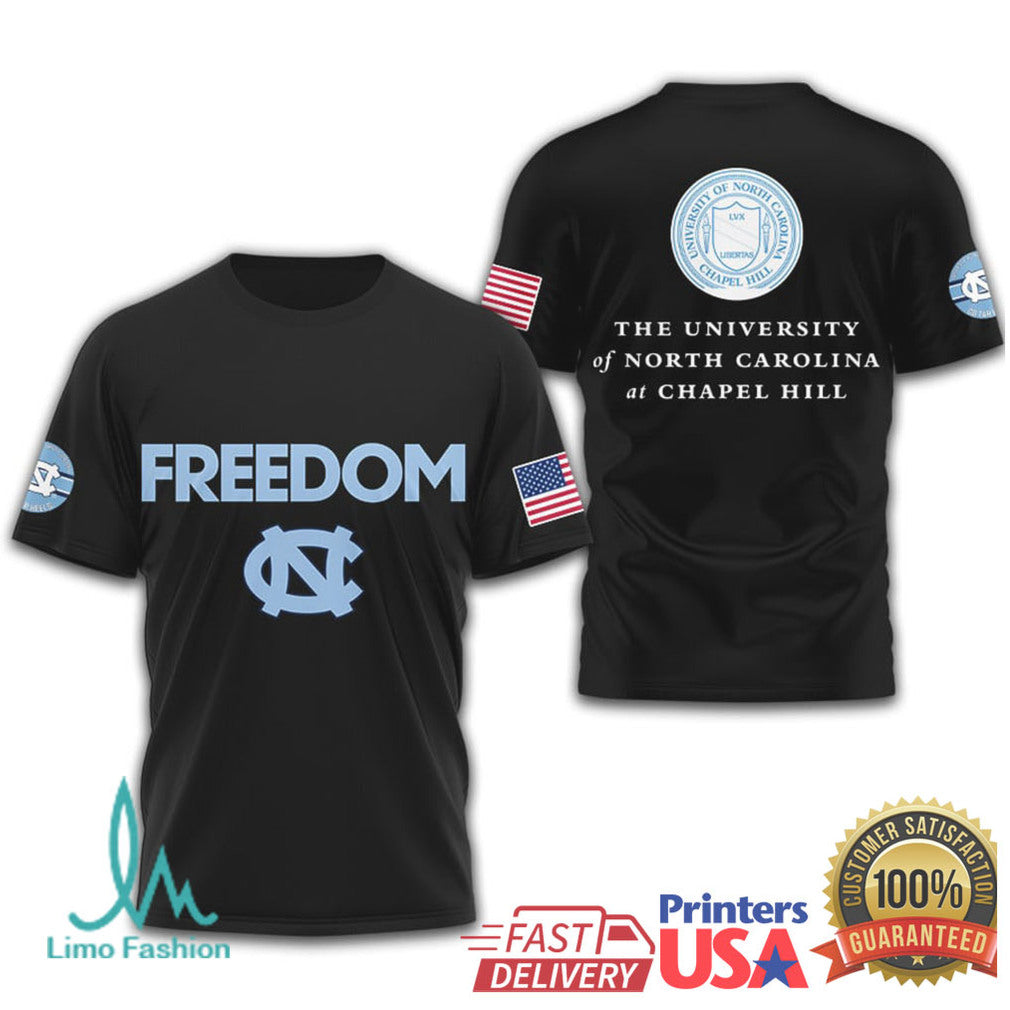 UNC Tar Heels North Carolina Freedom American Flag NCAA Fan T Shirt - Limotees LLC