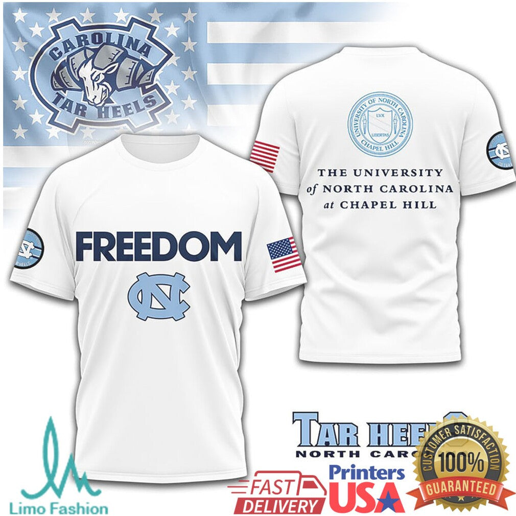 UNC Tar Heels North Carolina Freedom American Flag NCAA Fan T Shirt - Limotees LLC