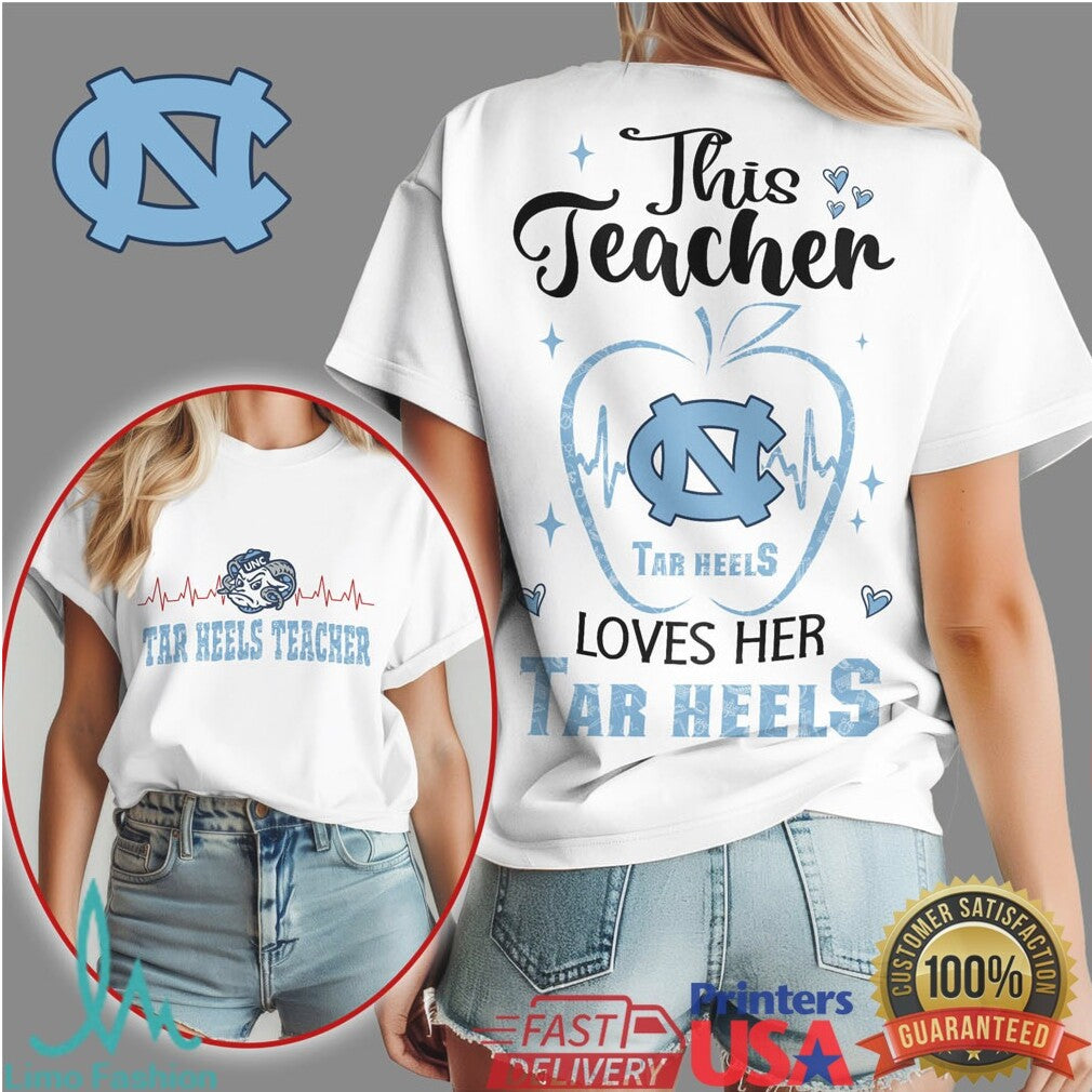 UNC Tar Heels This Teacher Loves Her Tar Heels T Shirt - Limotees LLC