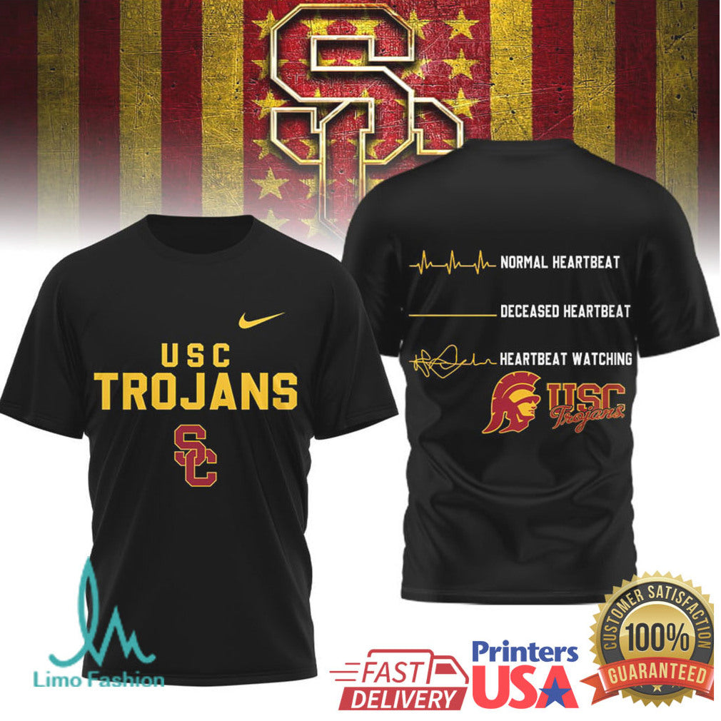 USC Trojans Heartbeat Watching Graphic Performance T Shirt - Limotees LLC