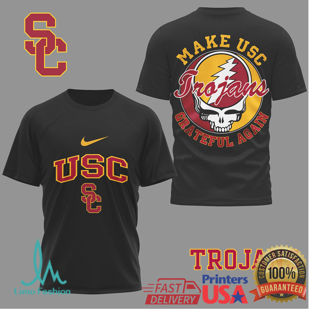 USC Trojans “Make USC Grateful Again” Skull & Lightning Bolt T Shirt - Limotees LLC