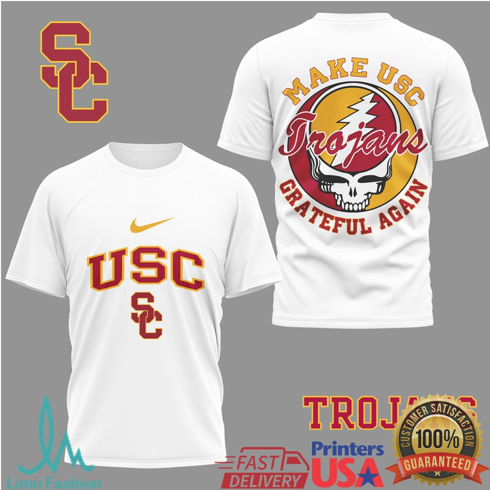 USC Trojans “Make USC Grateful Again” Skull & Lightning Bolt T Shirt - Limotees LLC