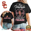 USC Trojans This Teacher Loves Her Trojans Heart Apple T Shirt - Limotees LLC