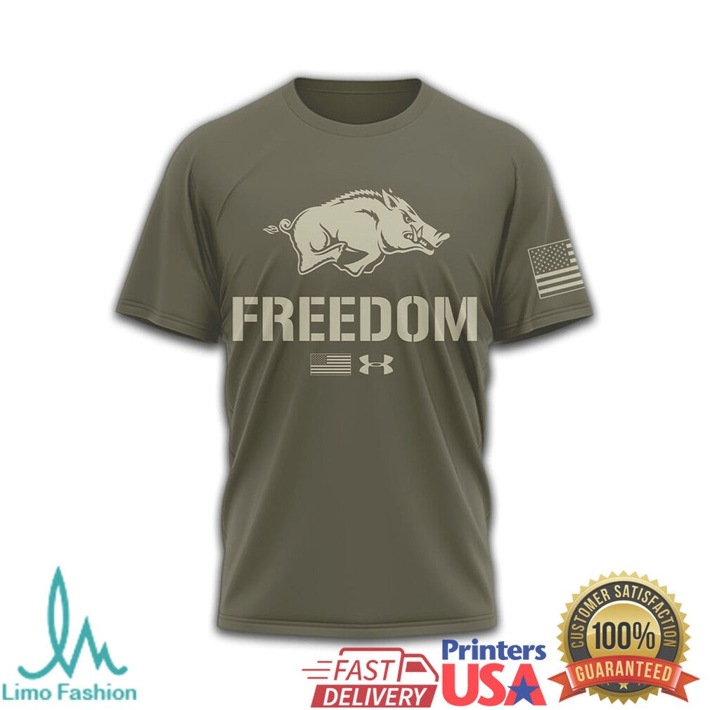 Under Armour Arkansas Razorbacks Freedom Military Olive T Shirt - Limotees LLC