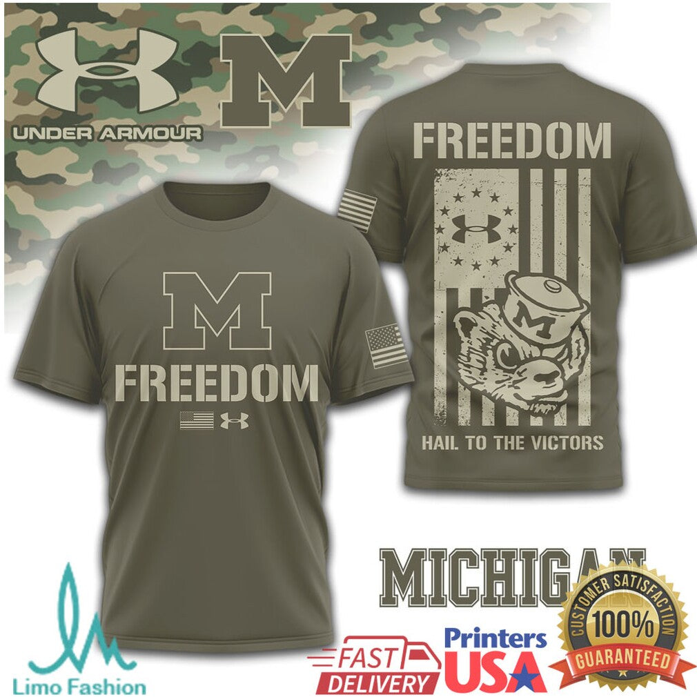 Under Armour Michigan Wolverines Freedom Military Olive T Shirt - Limotees LLC