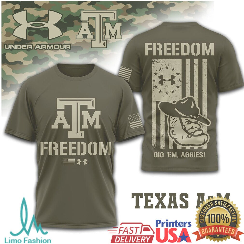 Under Armour Texas A&M Aggies Freedom Military Olive T Shirt - Limotees LLC