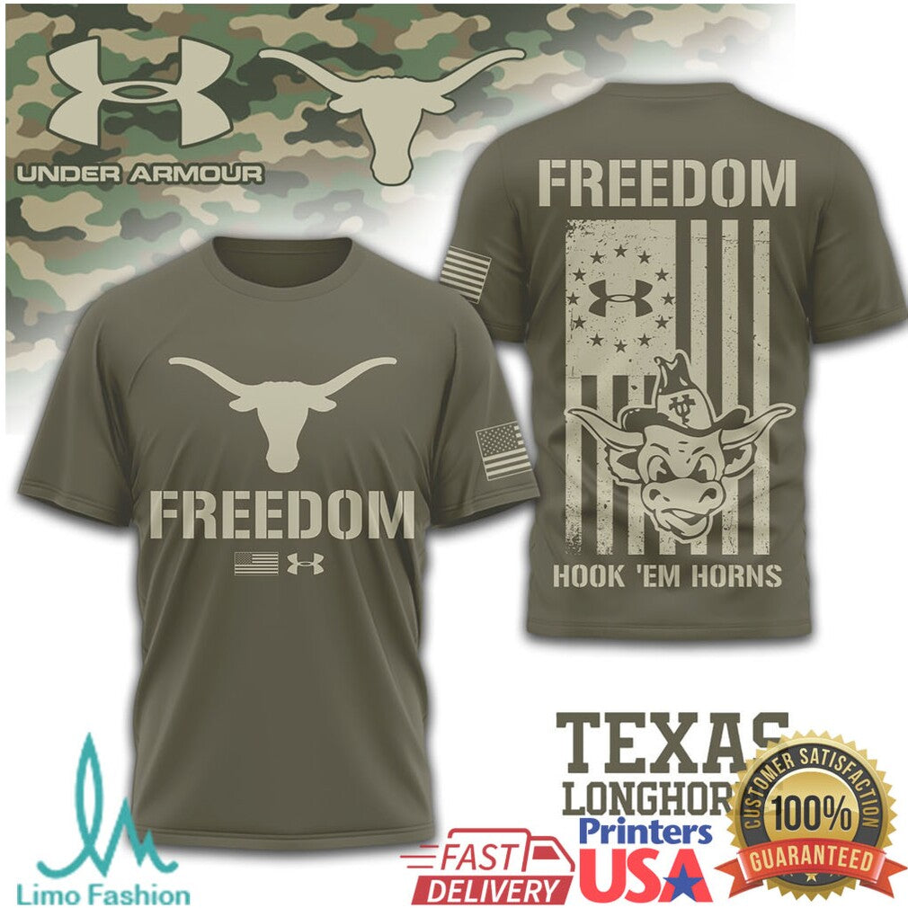 Under Armour Texas Longhorns Freedom Hook 'Em Horns Military T Shirt - Limotees LLC