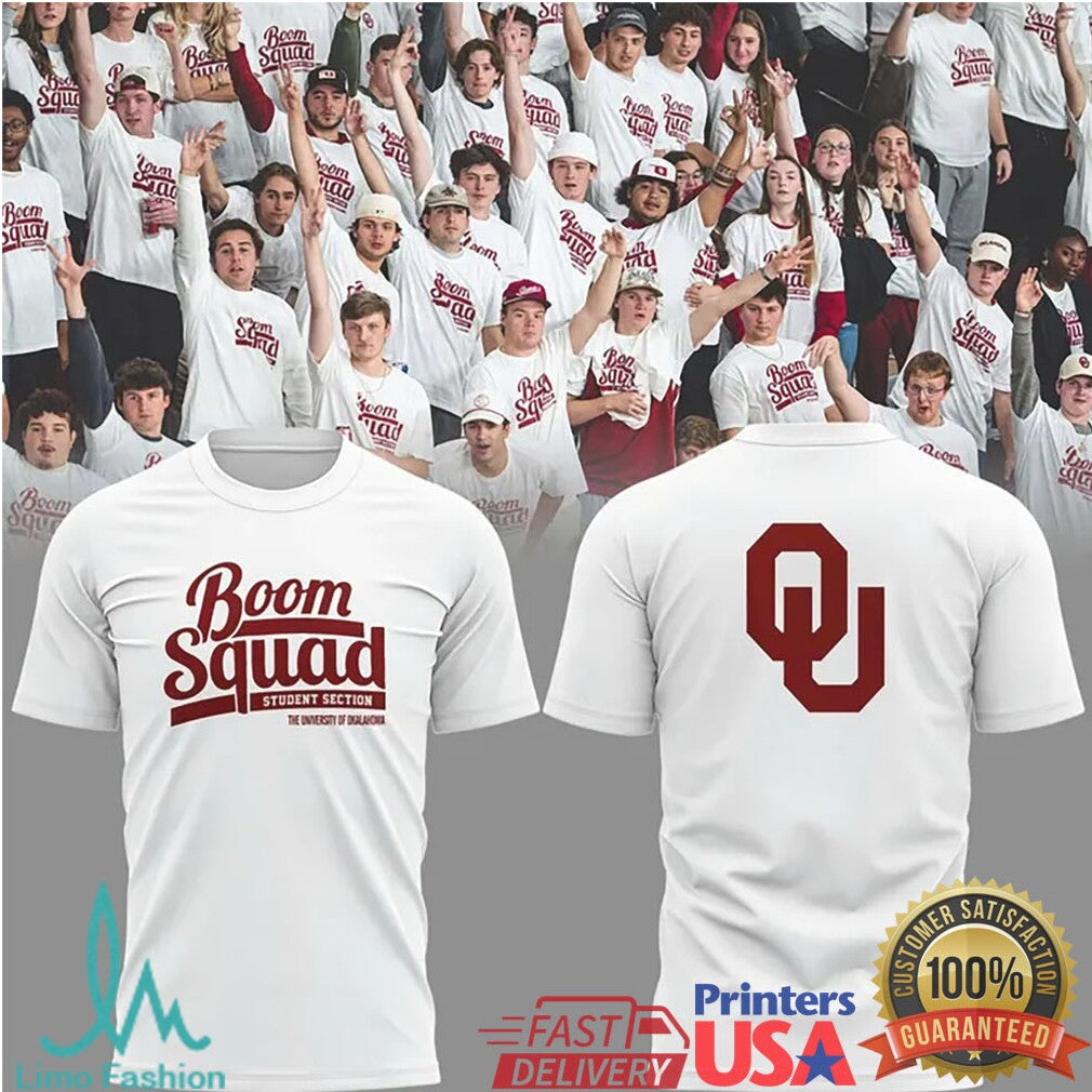 University of Oklahoma Boom Squad Student Section White T Shirt