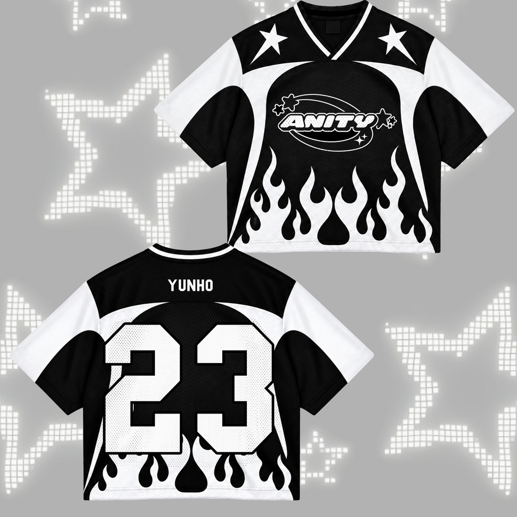 ATINY Black & White Flame Mesh Jersey, Member Name & Number Fan Edition