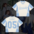 Powerful  LE SSERAFIM Tour Sporty Blue White Mixed Mesh Jersey Fan Gifts