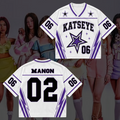 Sporty Purple KATSEYE Mixed Mesh Jersey Wild Tour Outfit Gift For Fans