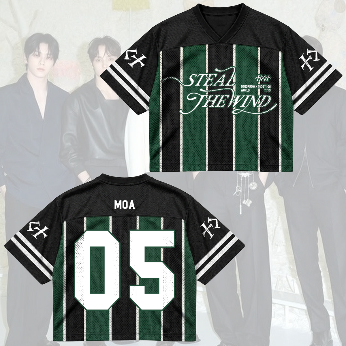 TXT Steal The Wind Tour Pinstripe Blokecore Mixed Mesh Jersey For MOA Fans