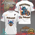 Atlanta Falcons Official NFL Stitch Harley Davidson 3D Shirt - Limotees LLC