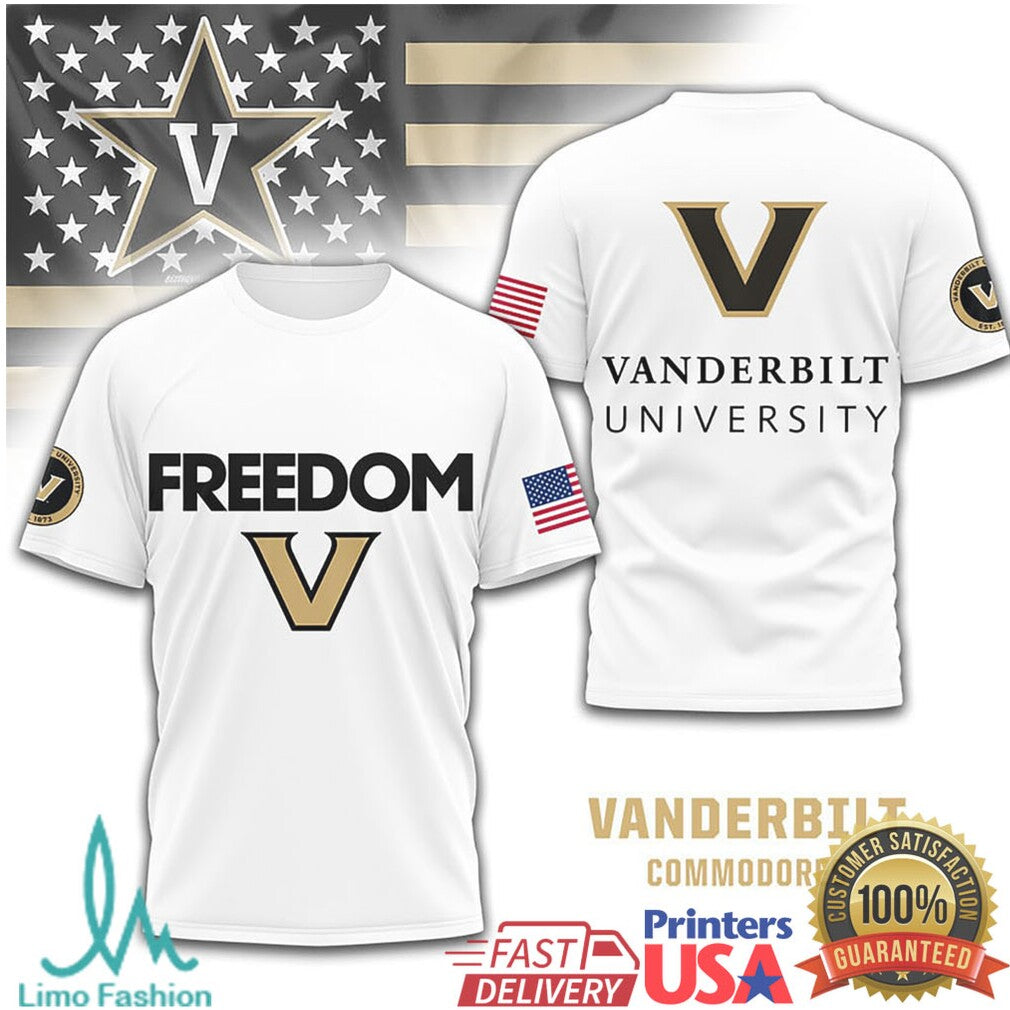 Vanderbilt Commodores Freedom University Patriotic NCAA T Shirt - Limotees LLC