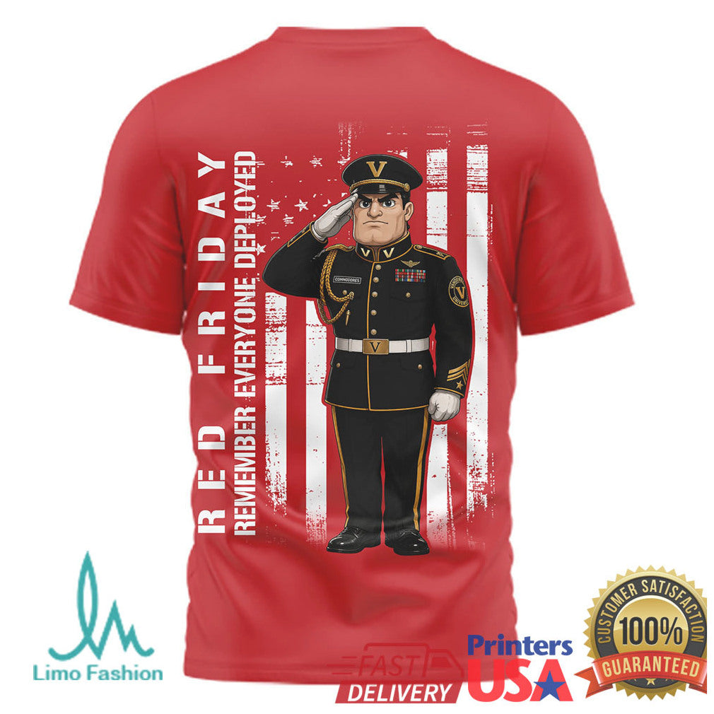 Vanderbilt Commodores Red Friday Military Salute Remember Everyone Deployed T Shirt - Limotees LLC