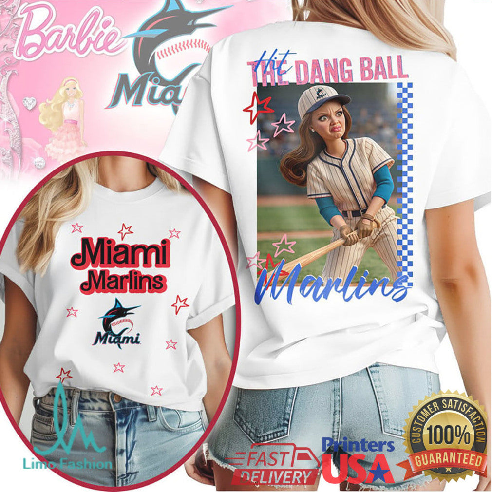 Vintage Barbie Baseball Hit The Dang Ball Miami Marlins T Shirt - Limotees LLC