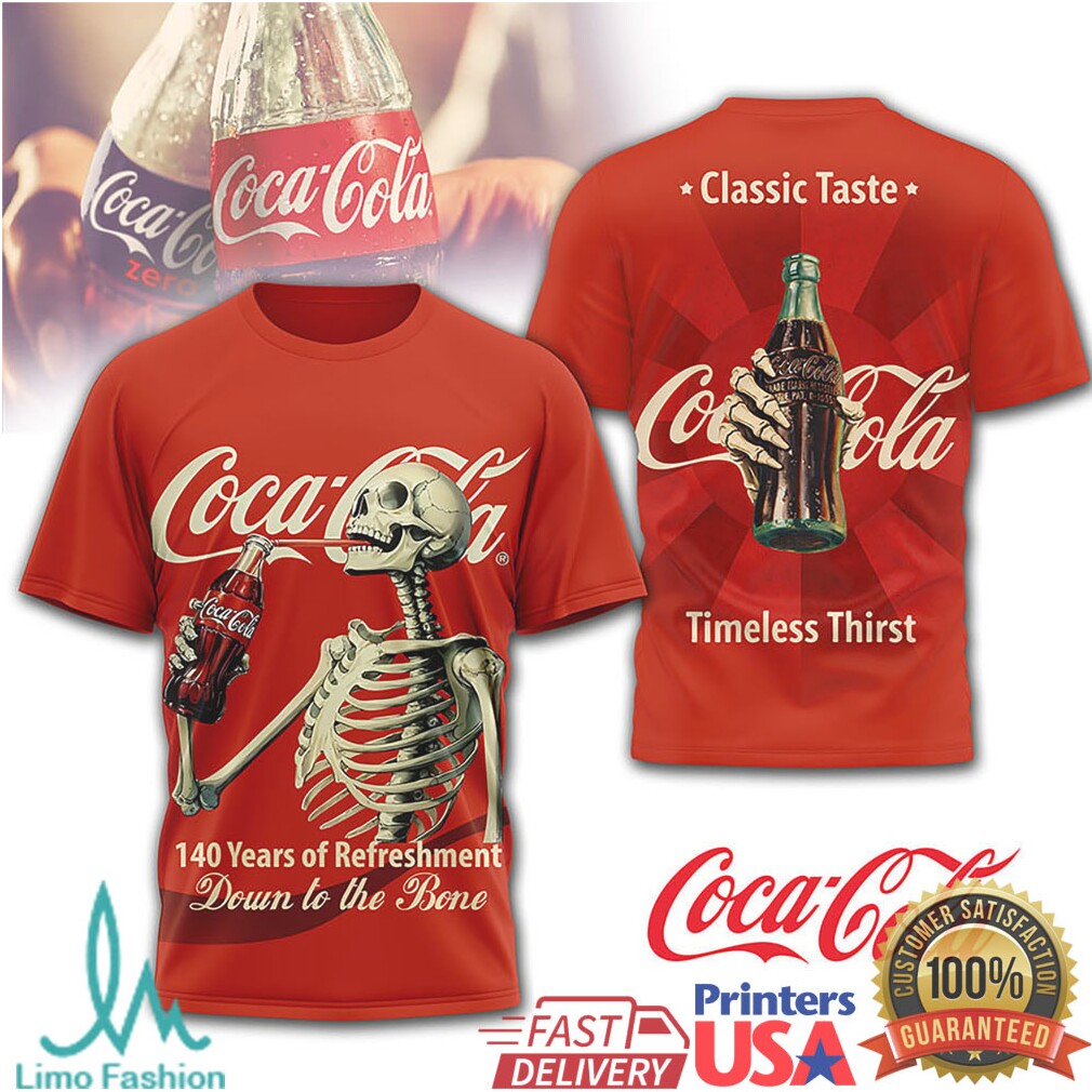 Vintage Coca Cola Skeleton 140 Years of Refreshment Down to the Bone T Shirt - Limotees LLC