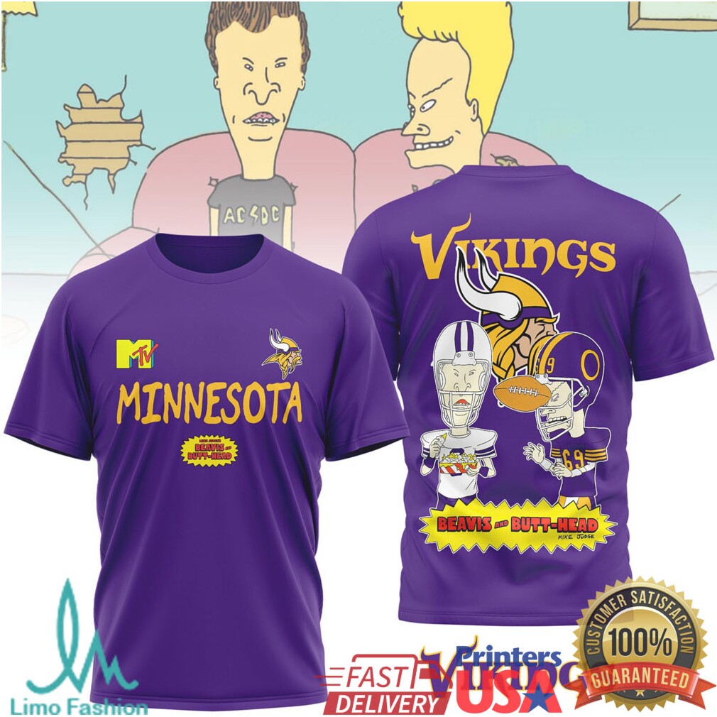 Vintage MTV Beavis and ButHead Minnesota Vikings Football T Shirt - Limotees LLC