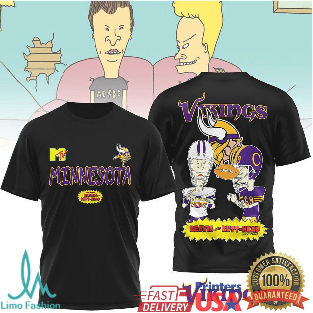 Vintage MTV Beavis and ButHead Minnesota Vikings Football T Shirt - Limotees LLC