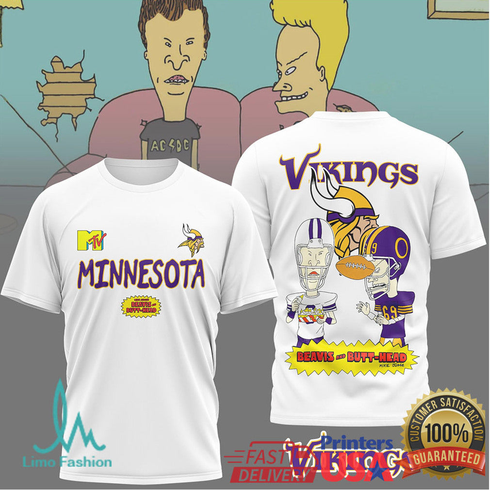 Vintage MTV Beavis and ButHead Minnesota Vikings Football T Shirt - Limotees LLC