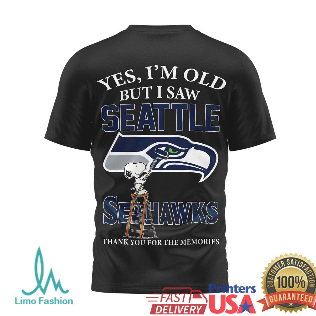 Vintage Snoopy Seattle Seahawks Football Fan T Shirt Yes I'm Old But I Saw Tribute - Limotees LLC