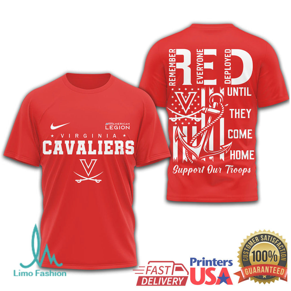 Virginia Cavaliers RED Friday Support Our Troops Military T Shirt - Limotees LLC