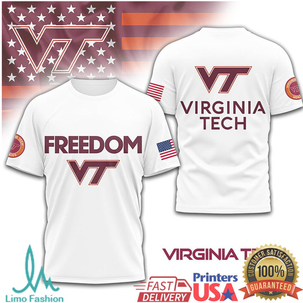 Virginia Tech Hokies Freedom VT Patriotic University Fan T Shirt - Limotees LLC