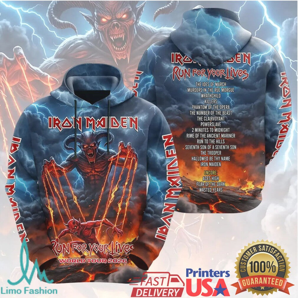 Iron Maiden Run For Your Lives World Tour 2026 T Shirt - Limotees LLC