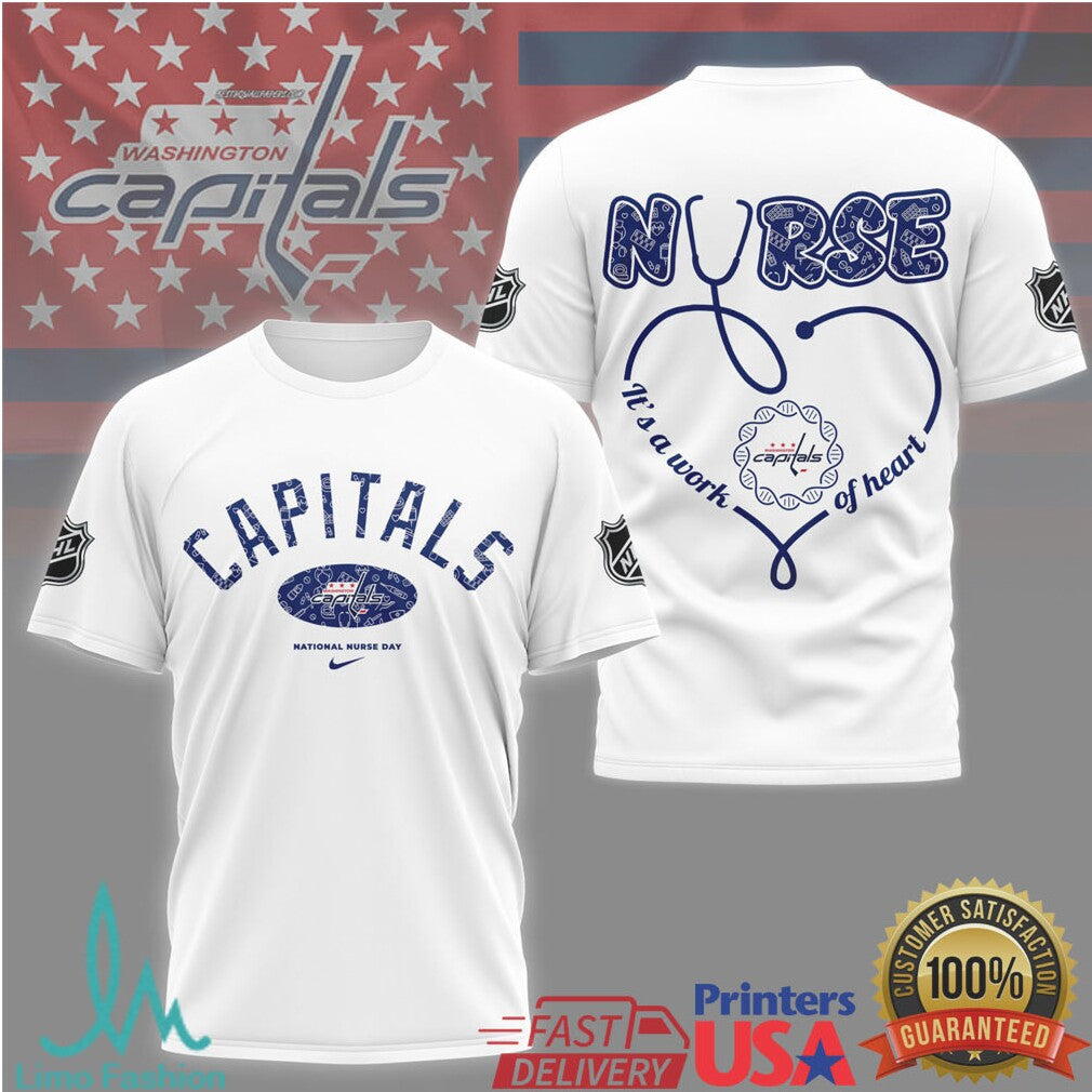 Washington Capitals Nurse Shirt It's a Work of Heart National Nurse Day T Shirt - Limotees LLC