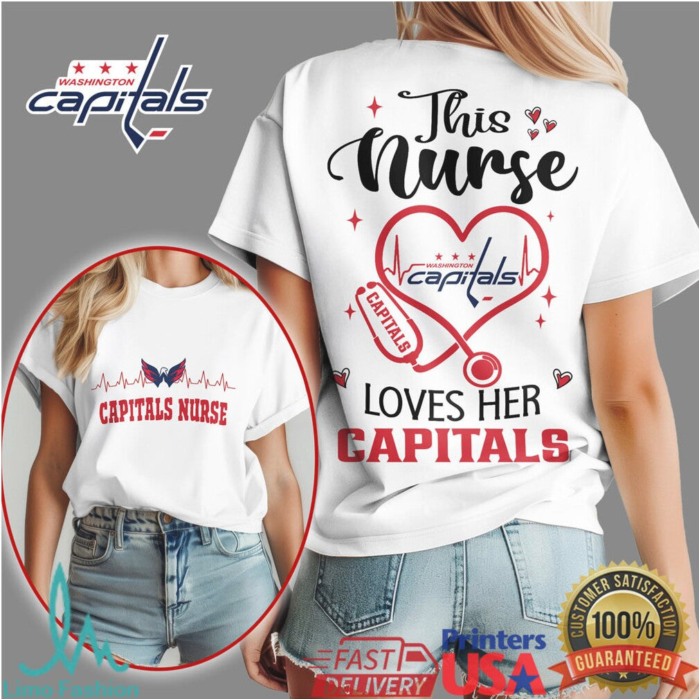 Washington Capitals Nurse T Shirt Hockey Fan Nurse Heartbeat Graphic Shirt - Limotees LLC