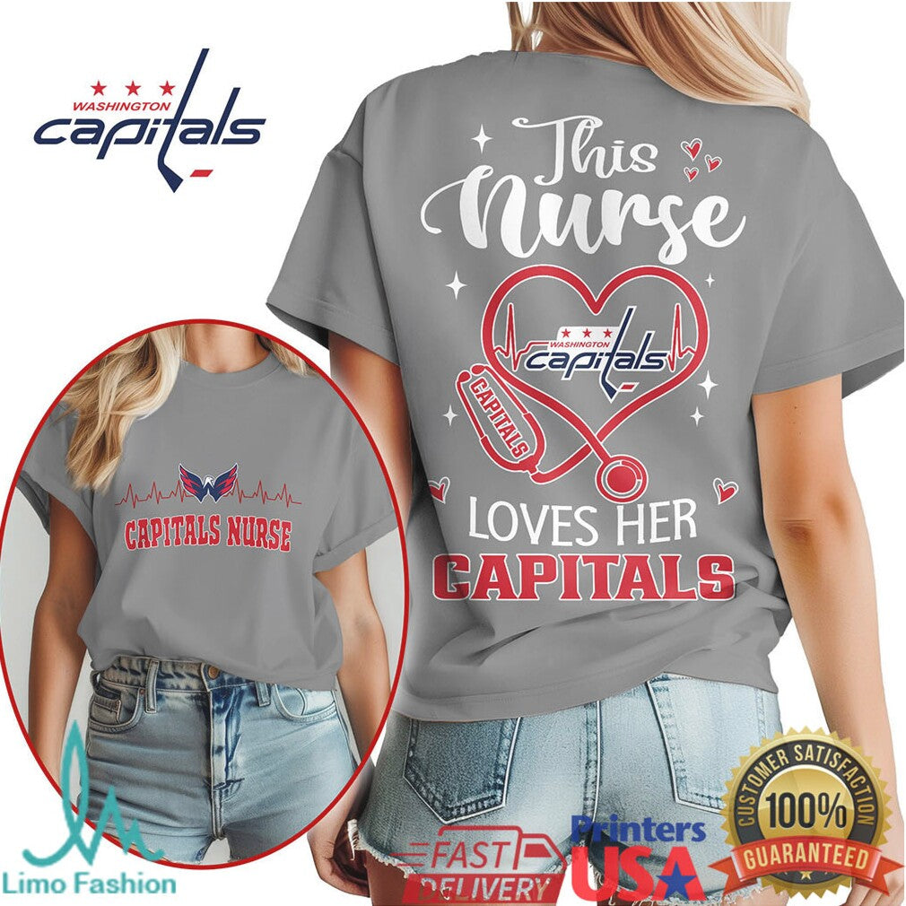 Washington Capitals Nurse T Shirt Hockey Fan Nurse Heartbeat Graphic Shirt - Limotees LLC