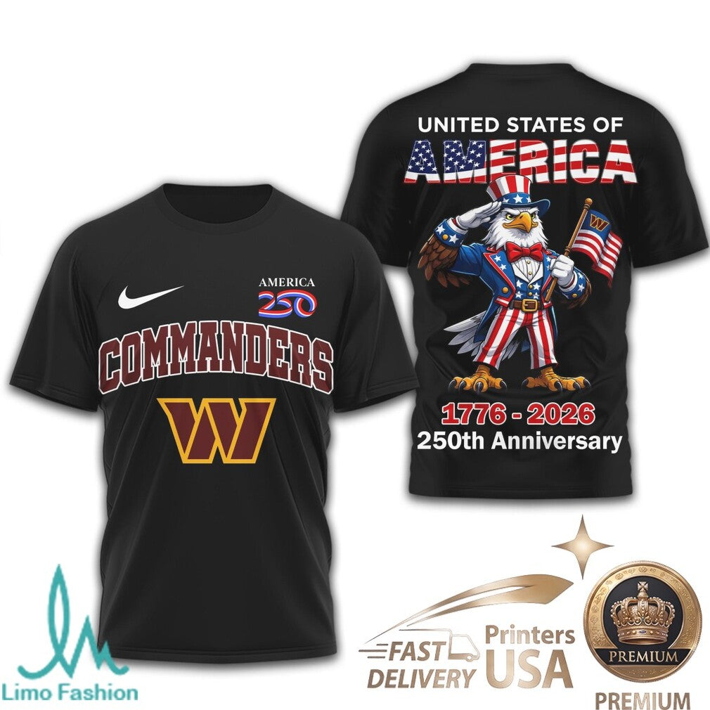 Washington Commanders 250th Anniversary Patriotic Eagle T Shirt - Limotees LLC
