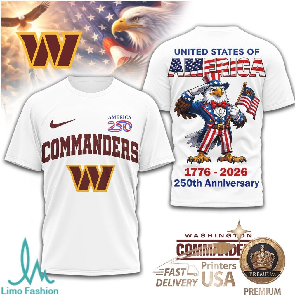 Washington Commanders 250th Anniversary Patriotic Eagle T Shirt - Limotees LLC