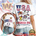 Washington Commanders America 250 Snoopy USA Anniversary Shirt - Limotees LLC