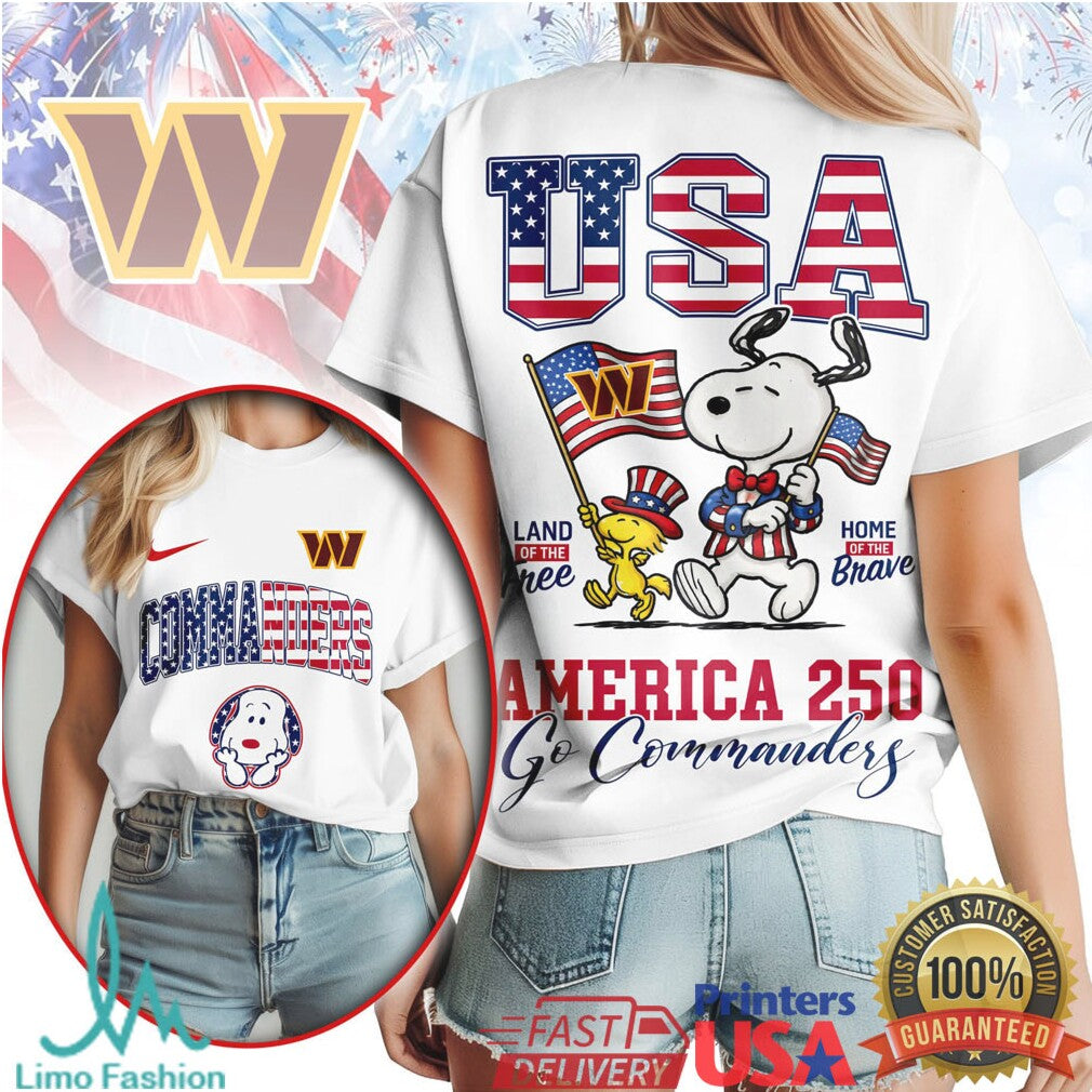 Washington Commanders America 250 Snoopy USA Anniversary Shirt - Limotees LLC
