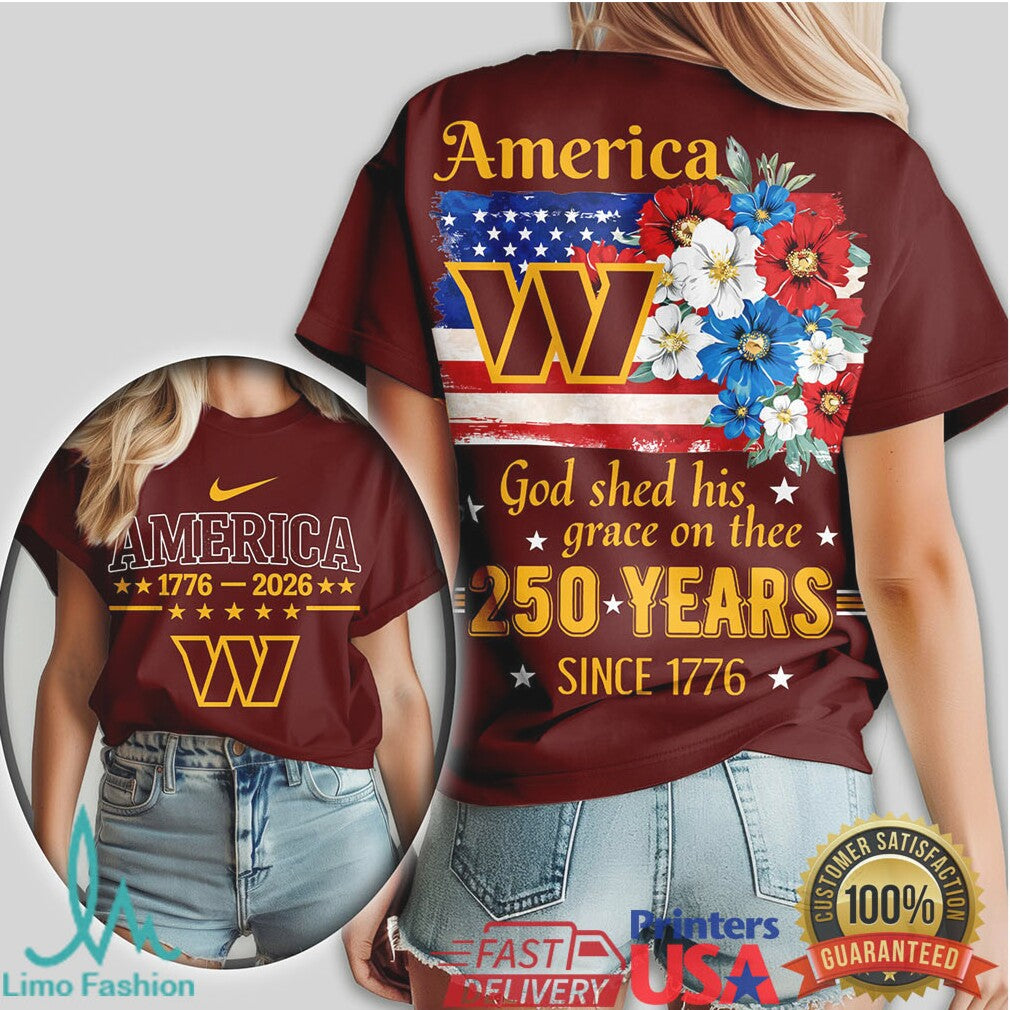 Washington Commanders America 250th Anniversary Tee USA Patriotic NFL Shirt - Limotees LLC