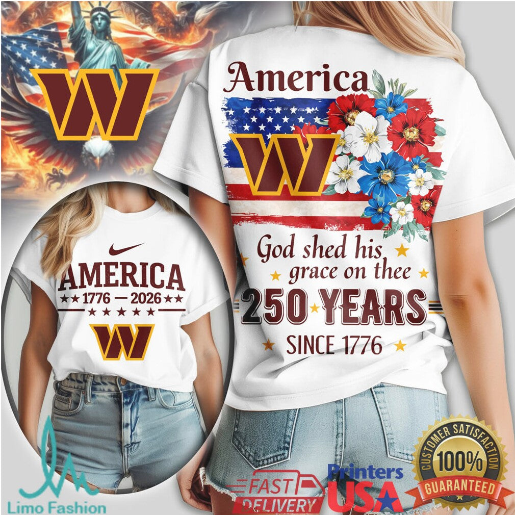 Washington Commanders America 250th Anniversary Tee USA Patriotic NFL Shirt - Limotees LLC