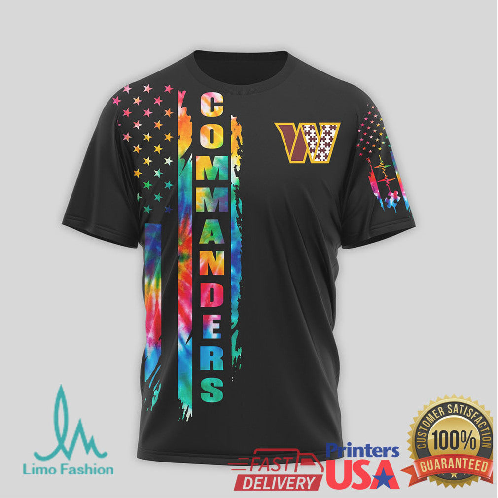 Washington Commanders Autism Awareness T Shirt Never Give Up Rainbow Design - Limotees LLC