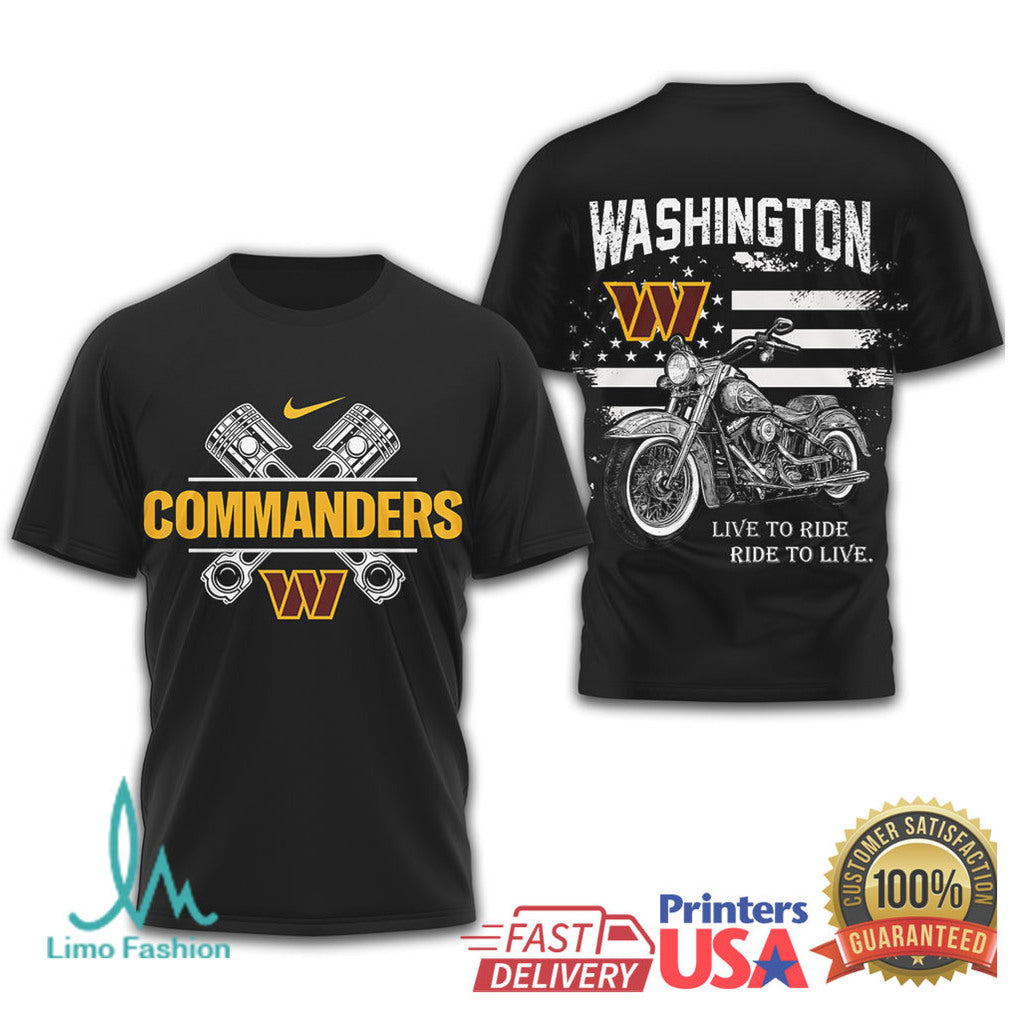 Washington Commanders Biker Piston & Flag Sport T Shirt - Limotees LLC