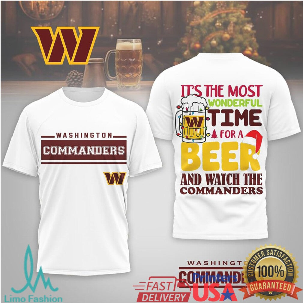 Washington Commanders Christmas Beer Mug Fan T Shirt - Limotees LLC