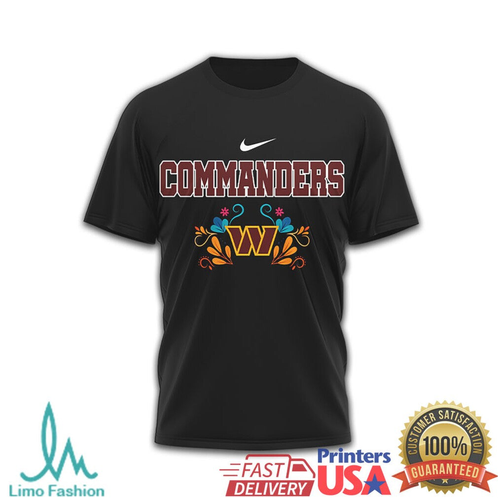 Washington Commanders Day of the Dead Sugar Skull Black Graphic T Shirt - Limotees LLC