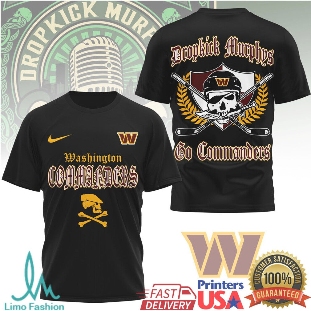 Washington Commanders Dropkick Murphys Celtic Skull NFL T Shirt - Limotees LLC