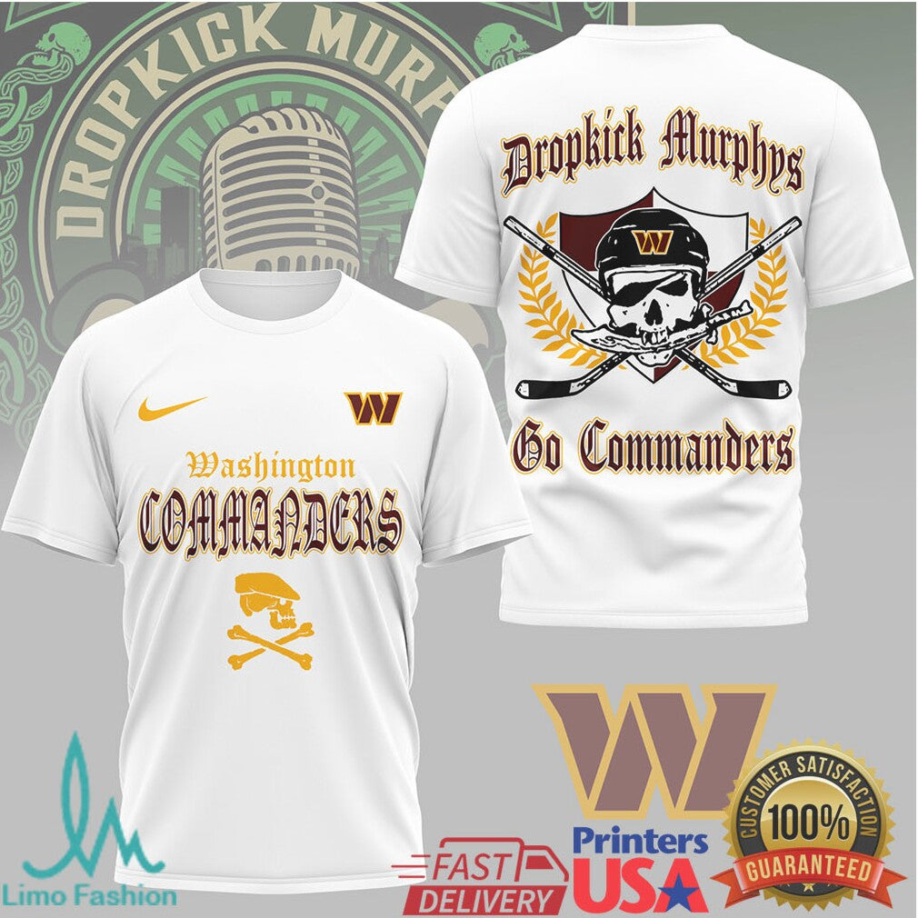 Washington Commanders Dropkick Murphys Celtic Skull NFL T Shirt - Limotees LLC