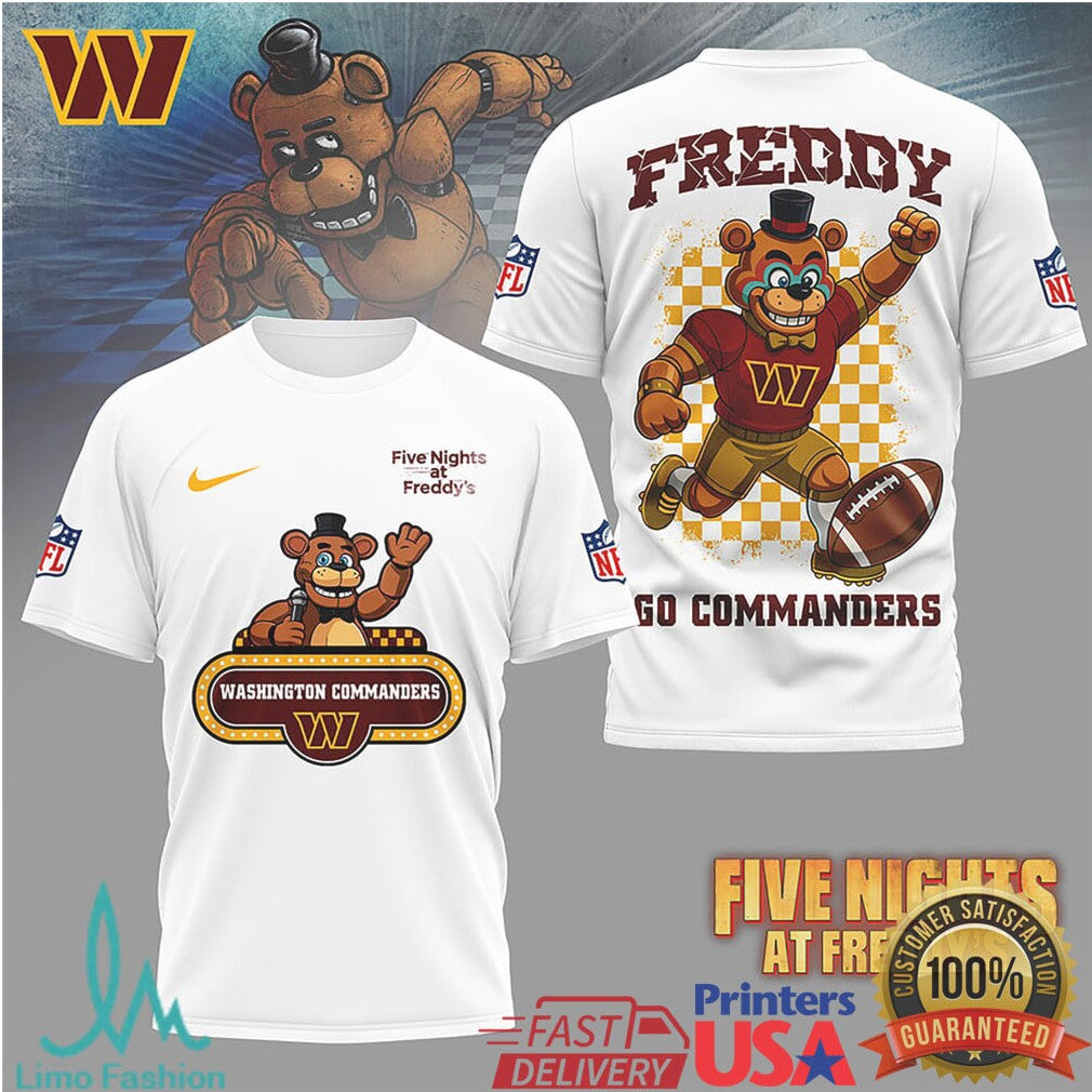 Washington Commanders Five Nights At Freddy's NFL Mashup T Shirt - Limotees LLC