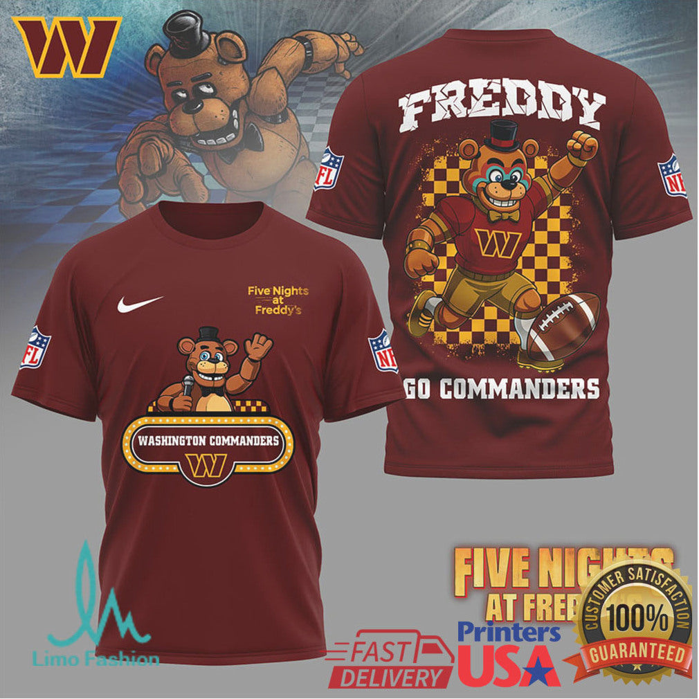 Washington Commanders Five Nights At Freddy's NFL Mashup T Shirt - Limotees LLC